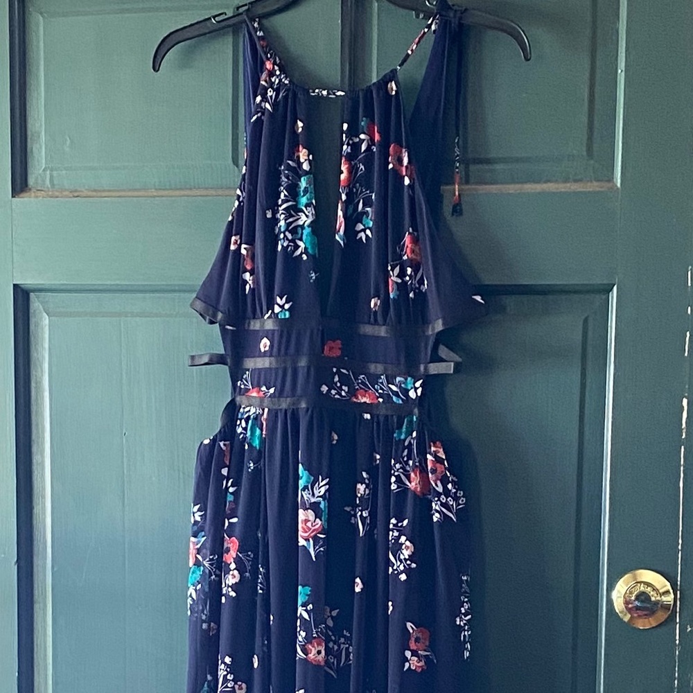 Women’s floral maxi dress with side cut outs